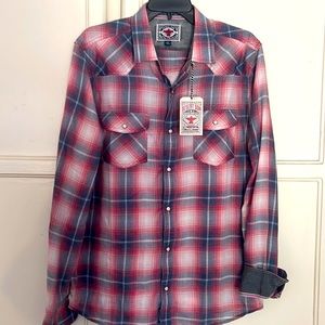 Flag and Anthem plaid shirt with snap buttons